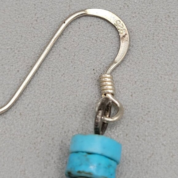 Turquoise Spiny Oyster Onyx Sterling Silver Beaded Dangle Earrings Southwestern - Picture 5 of 6